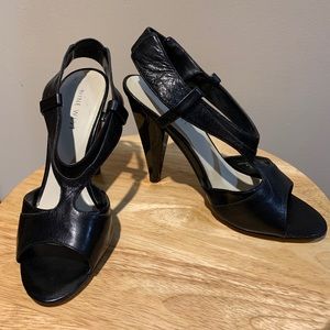 Nine West opened toe heels, Black, Size 5M